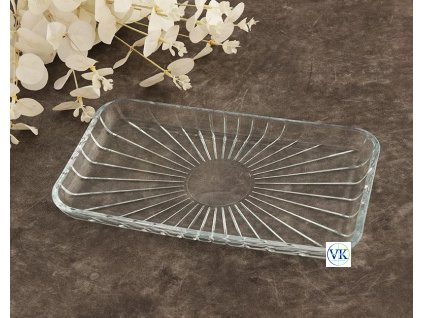 Szögletes üveg kínáló tányér Elegant 16,5x28 cm méretben