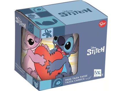 Stitch és Angel Heart porcelán bögre díszdobozban, elölről fotózva