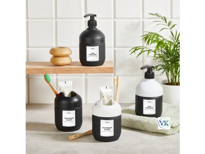 Modern fekete-fehér pumpás szappanadagoló 425 ml-es űrtartalommal, letisztult skandináv stílusban