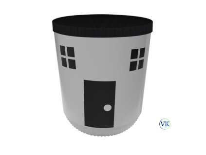 Univerzális tároló Home házikó mintával, szövet felső résszel, 20L